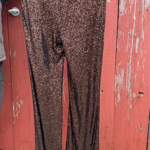 Sparkling Brown Sequin Pants - Picture 2 of 2